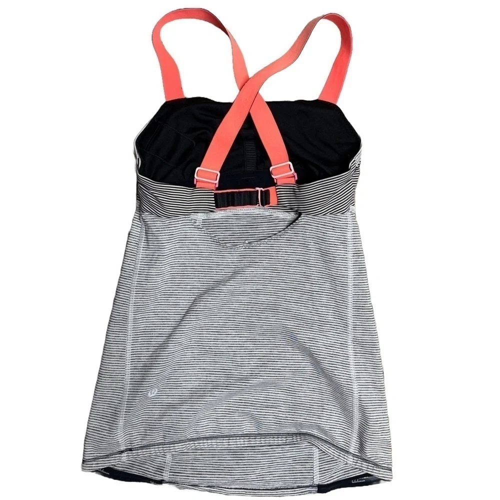 Lululemon run catch me  Striped Gray and Coral adjustable  Tank Top